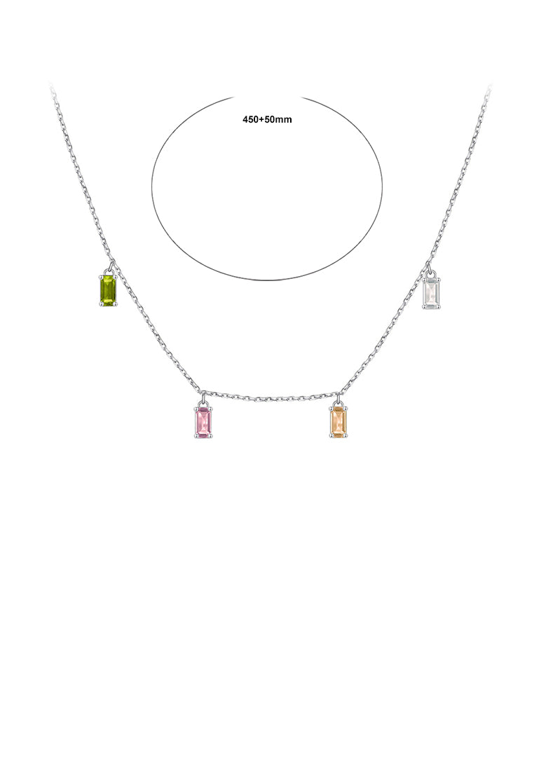 925 Sterling Silver Simple Temperament Geometric Square Necklace with Cubic Zirconia - Luxurious Look