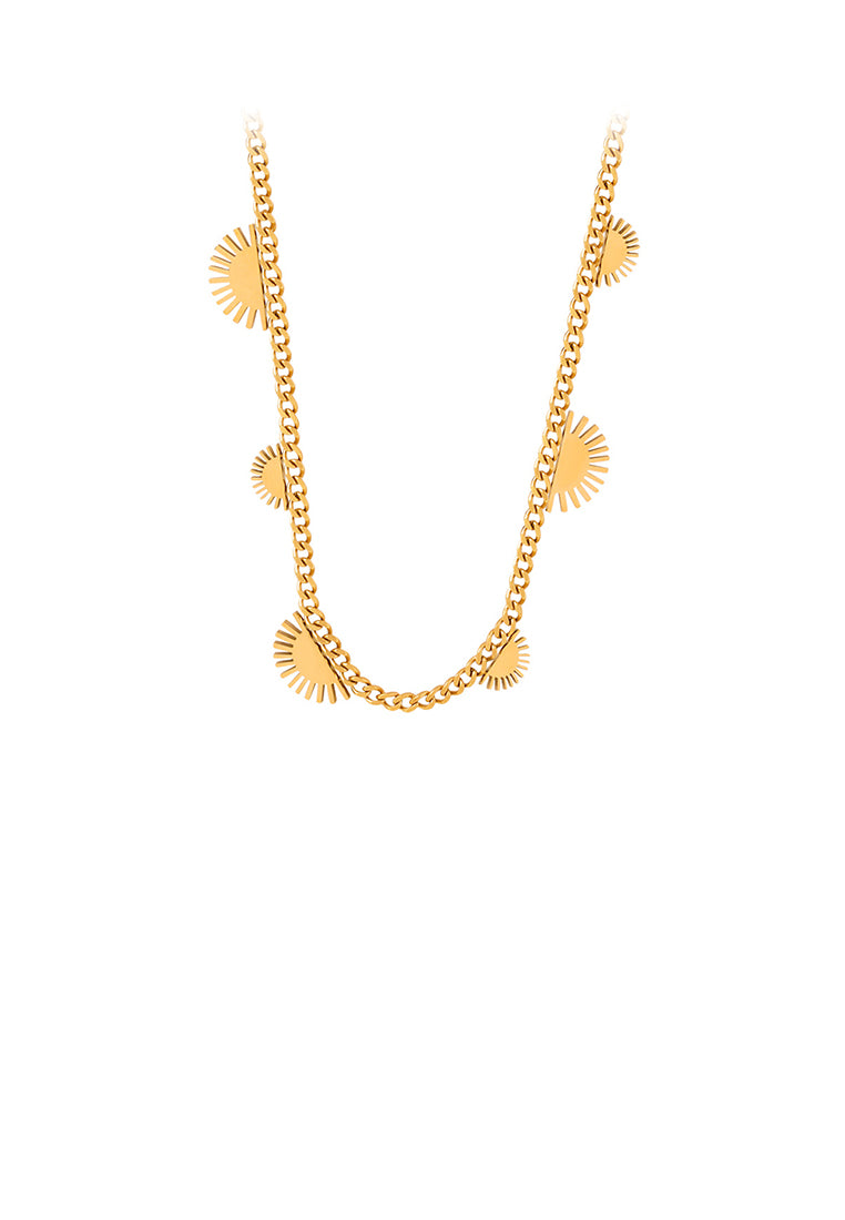Simple and Temperament Plated Gold 316L Stainless Steel Sun Necklace