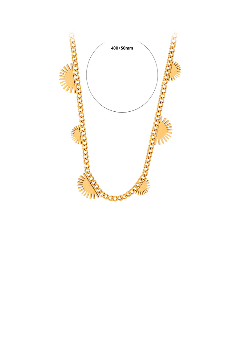 Simple and Temperament Plated Gold 316L Stainless Steel Sun Necklace