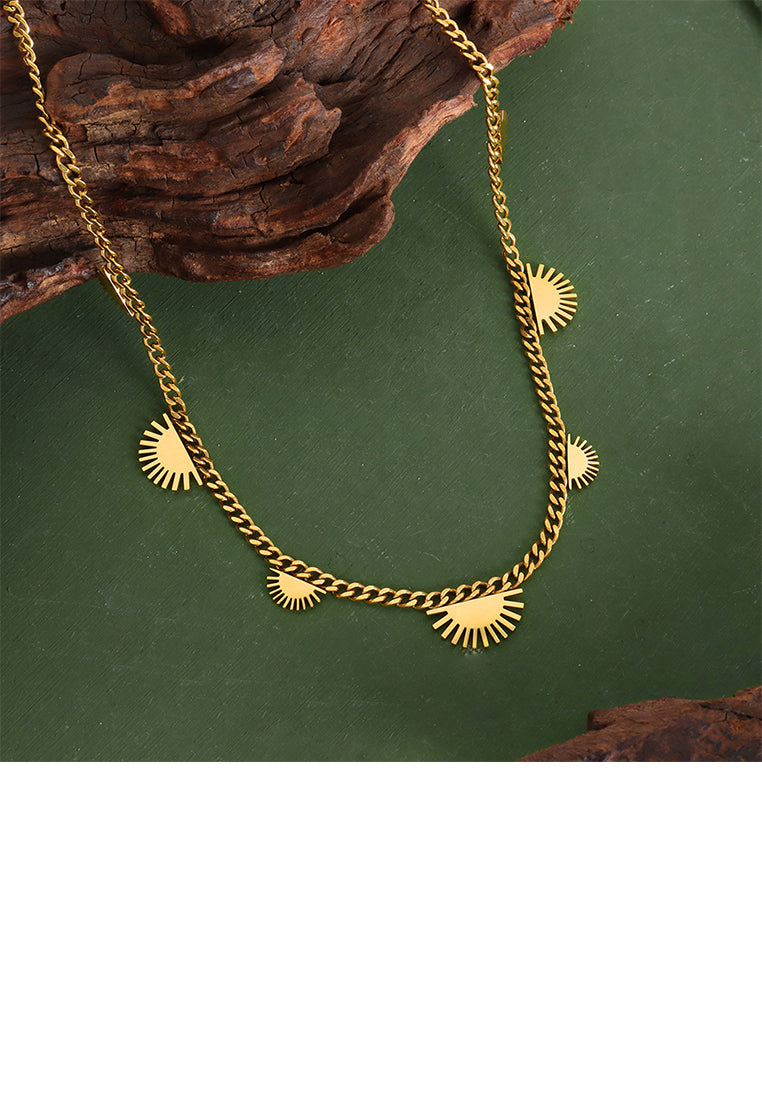 Simple and Temperament Plated Gold 316L Stainless Steel Sun Necklace