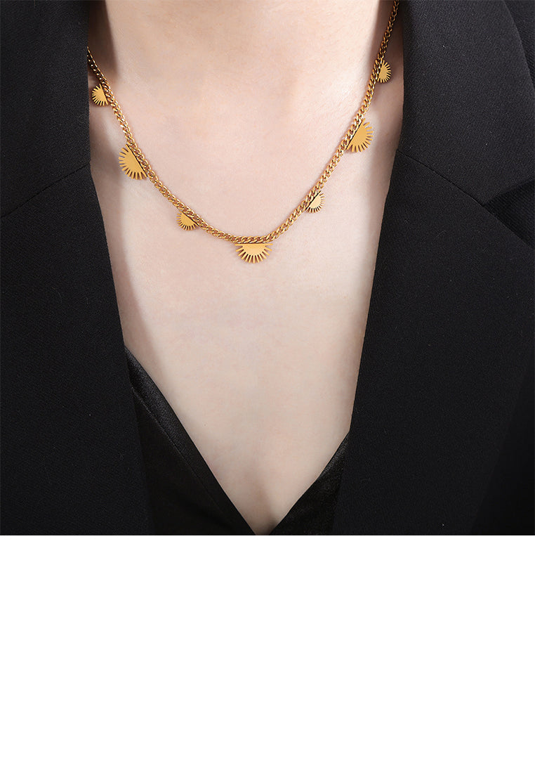 Simple and Temperament Plated Gold 316L Stainless Steel Sun Necklace
