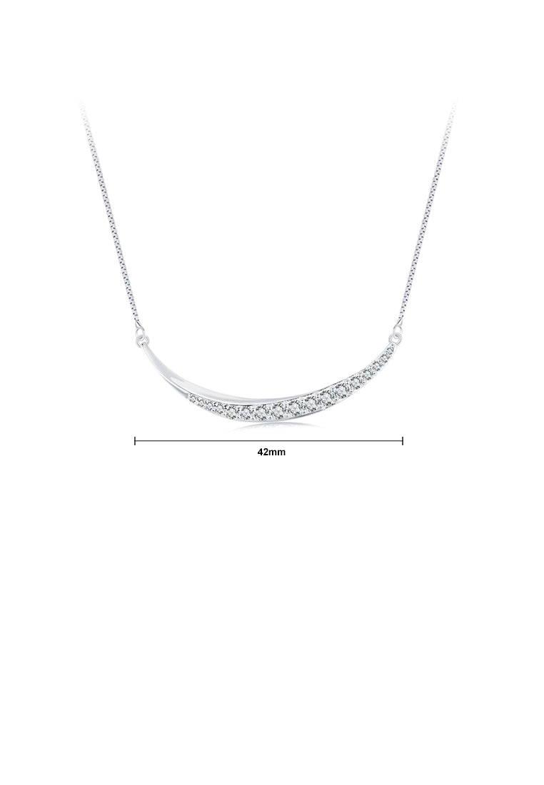 925 Sterling Silver Fashion Simple Smiley Face Necklace with Cubic Zirconia - Luxurious Look