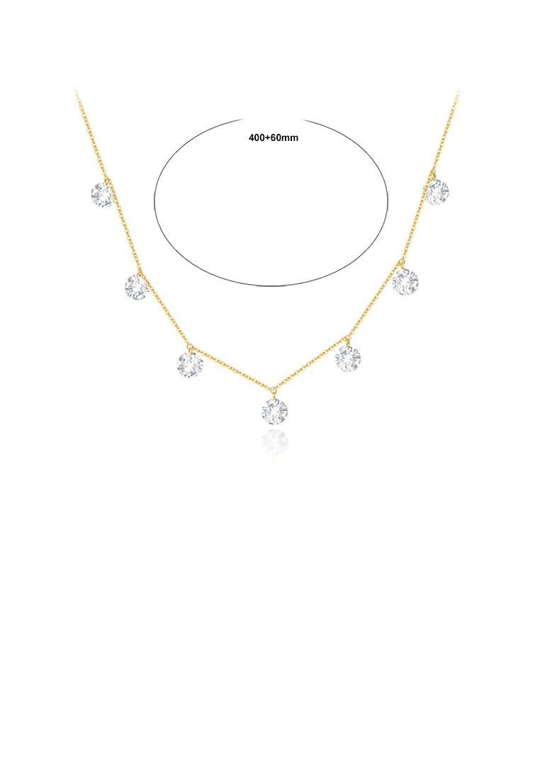 925 Sterling Silver Plated Gold Simple Fashion White Cubic Zirconia Geometric Necklace - Luxurious Look