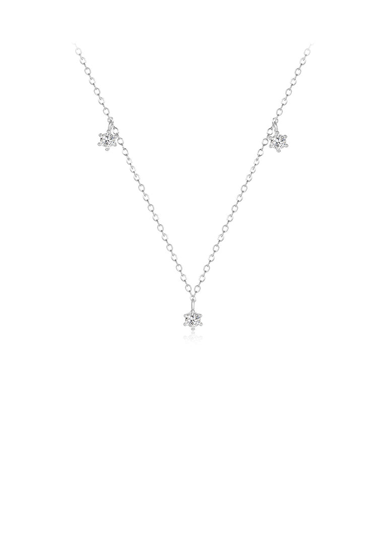 925 Sterling Silver Simple and Fashion Geometric Cubic Zirconia Necklace - Luxurious Look