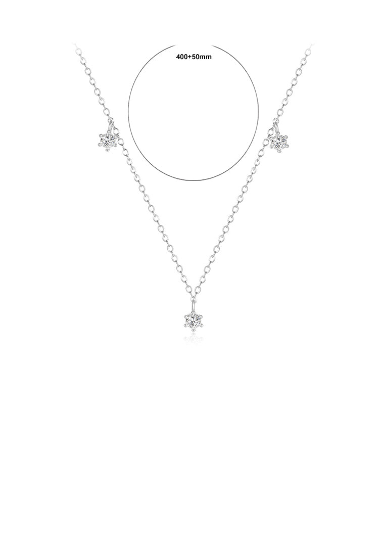 925 Sterling Silver Simple and Fashion Geometric Cubic Zirconia Necklace - Luxurious Look
