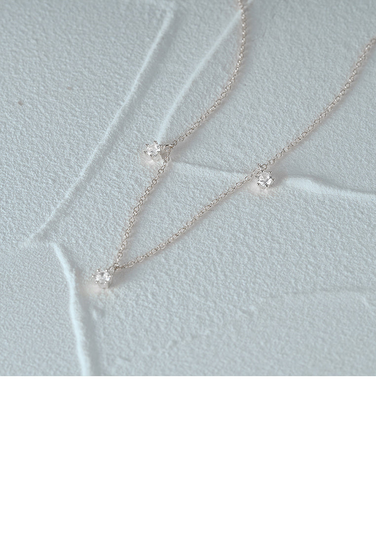 925 Sterling Silver Simple and Fashion Geometric Cubic Zirconia Necklace - Luxurious Look