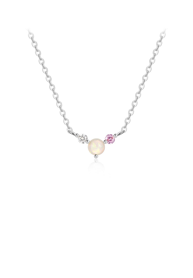 925 Sterling Silver Fashion Simple Geometric Round Cubic Zirconia Necklace - Luxurious Look