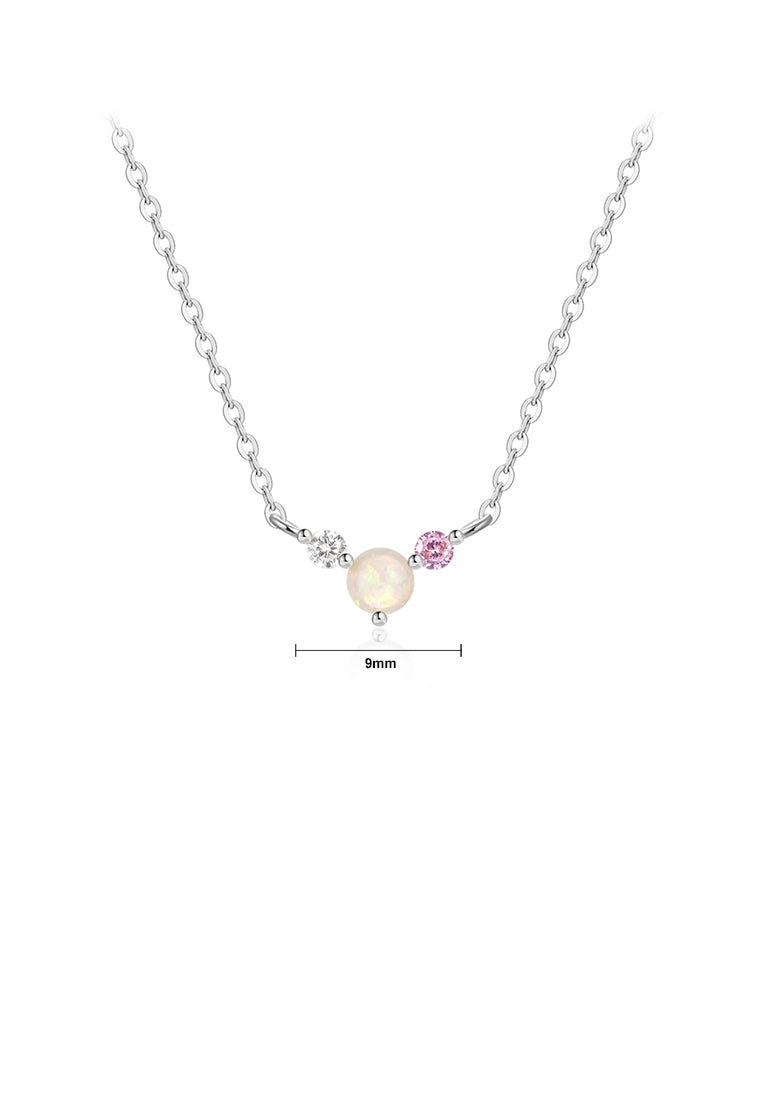 925 Sterling Silver Fashion Simple Geometric Round Cubic Zirconia Necklace - Luxurious Look