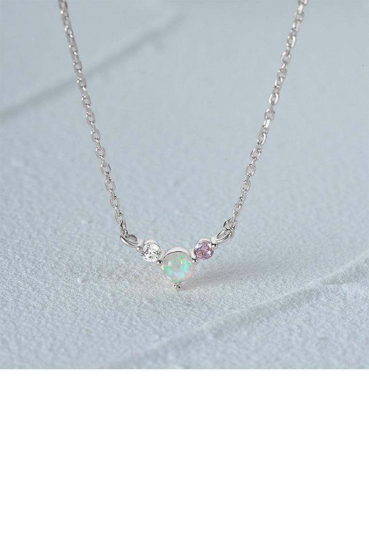 925 Sterling Silver Fashion Simple Geometric Round Cubic Zirconia Necklace - Luxurious Look