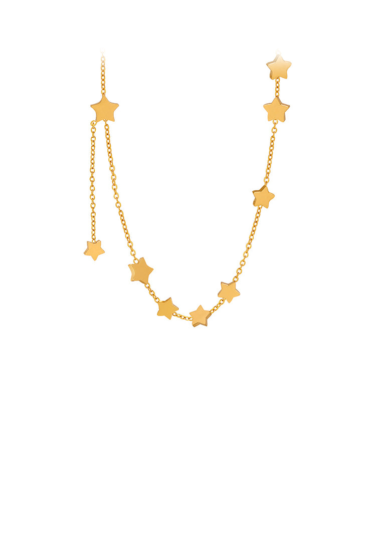 Simple and Fashion Plated Gold 316L Stainless Steel Star Tassel Necklace