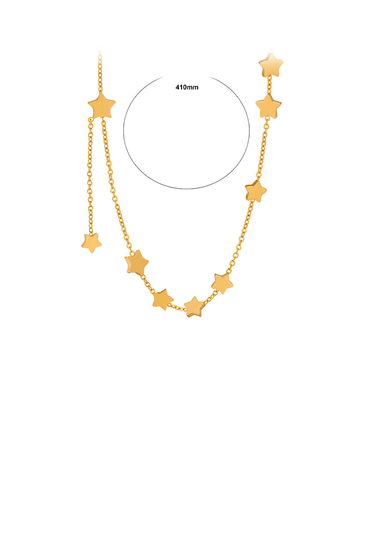 Simple and Fashion Plated Gold 316L Stainless Steel Star Tassel Necklace