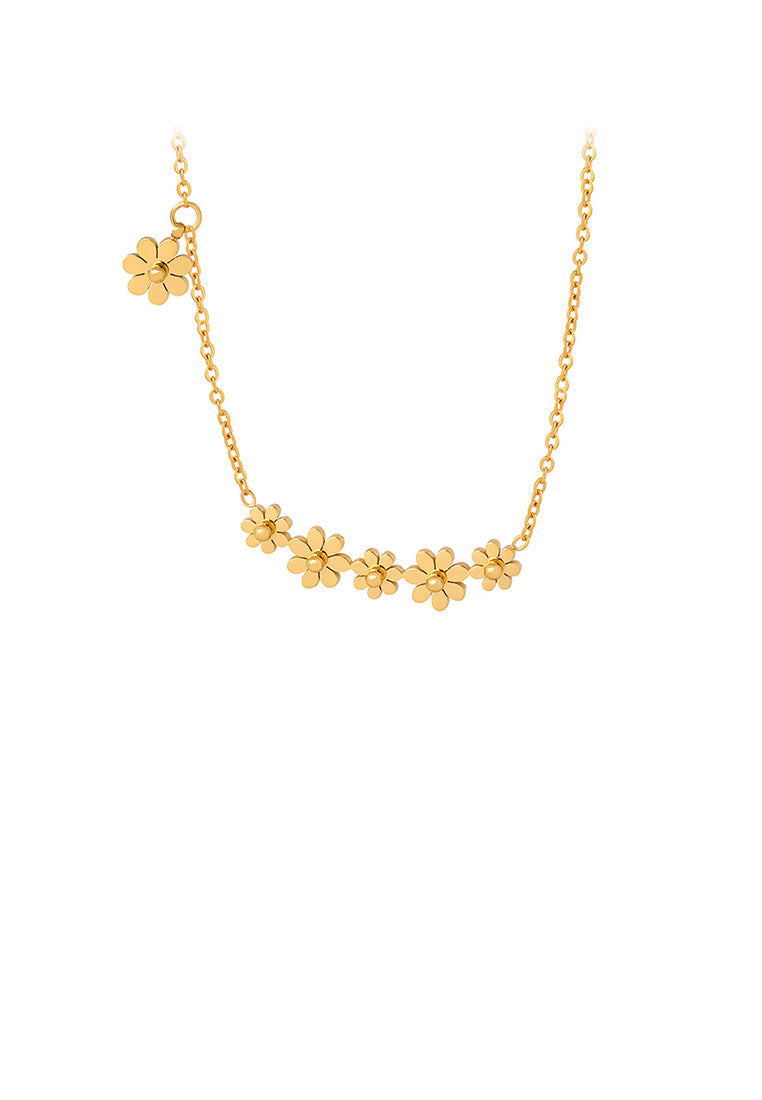 Fashion and Elegant Plated Gold 316L Stainless Steel Daisy Necklace
