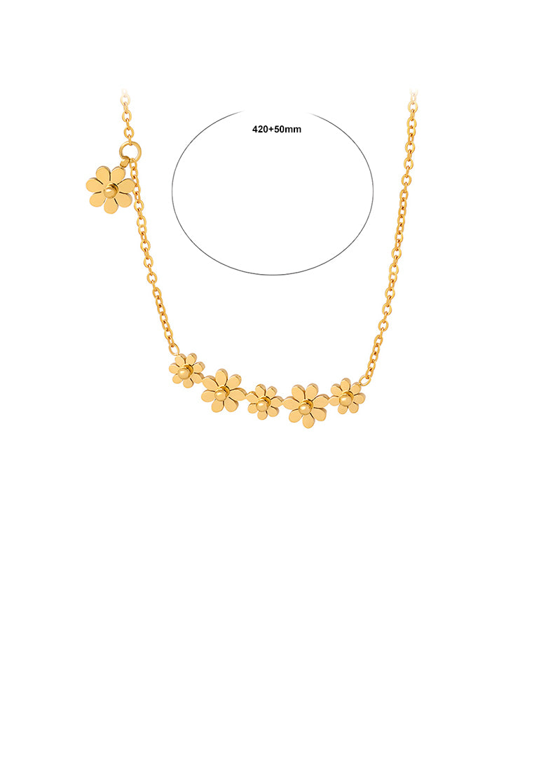 Fashion and Elegant Plated Gold 316L Stainless Steel Daisy Necklace