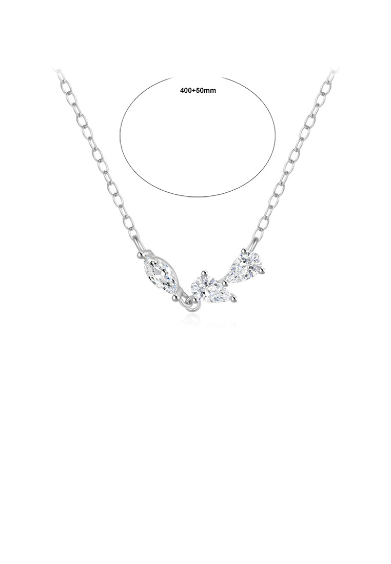 925 Sterling Silver Simple Geometric Necklace with Cubic Zirconia - Luxurious Look