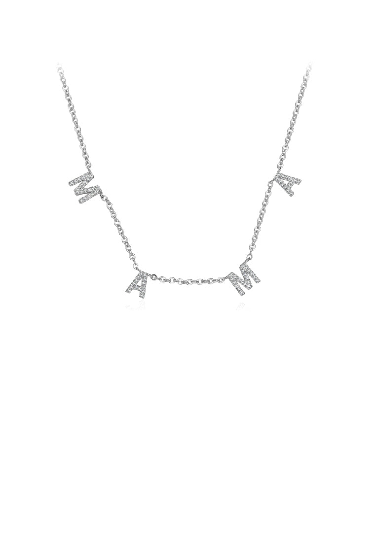 925 Sterling Silver Fashion Simple Alphabet Mama Necklace with Cubic Zirconia - Luxurious Look
