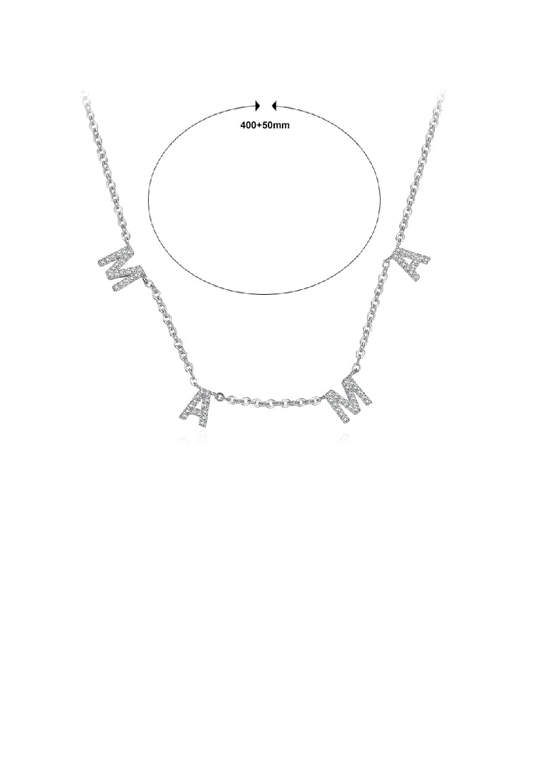 925 Sterling Silver Fashion Simple Alphabet Mama Necklace with Cubic Zirconia - Luxurious Look