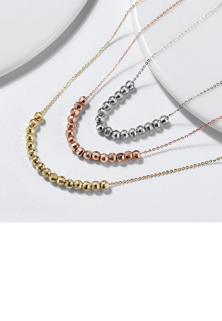 925 Sterling Silver Plated Gold Simple Temperament Beaded Necklace