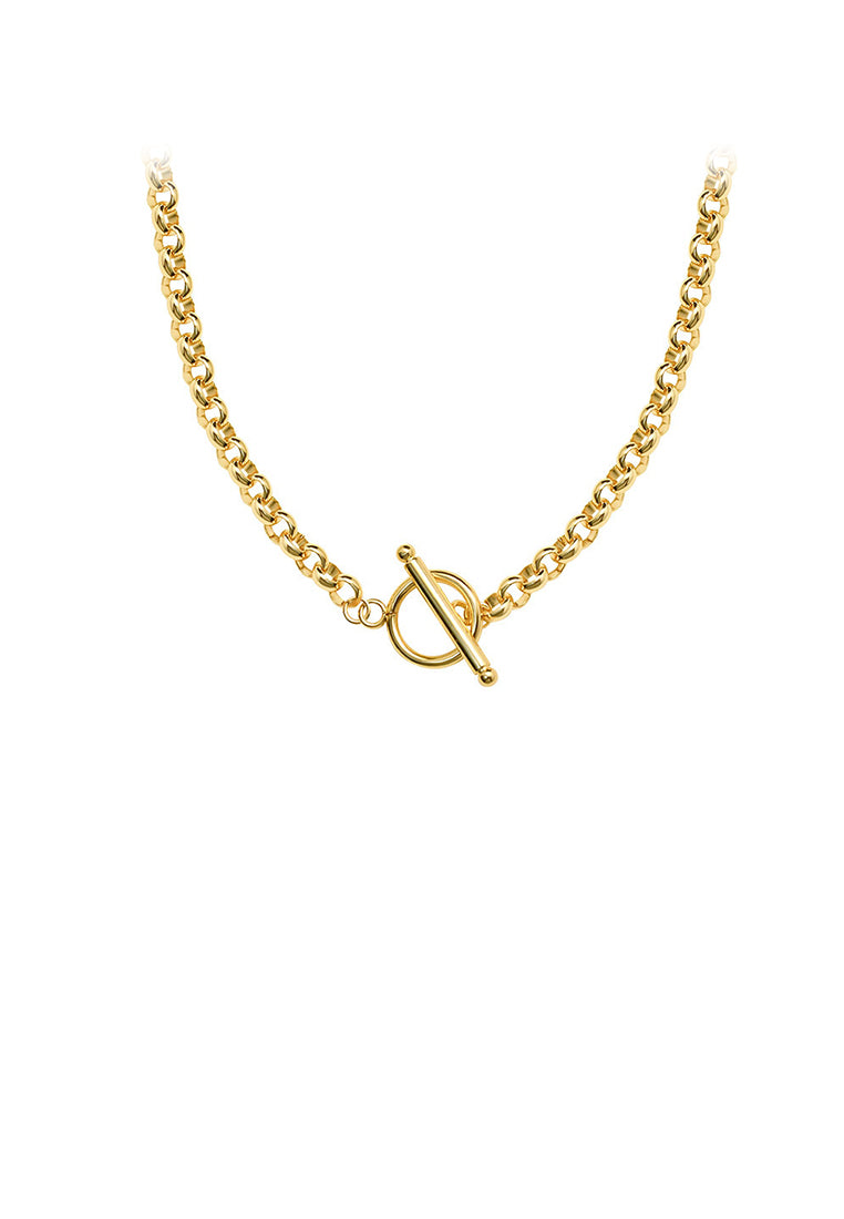 Simple Personality Plated Gold 316L Stainless Steel Circle Geometric Chain Necklace