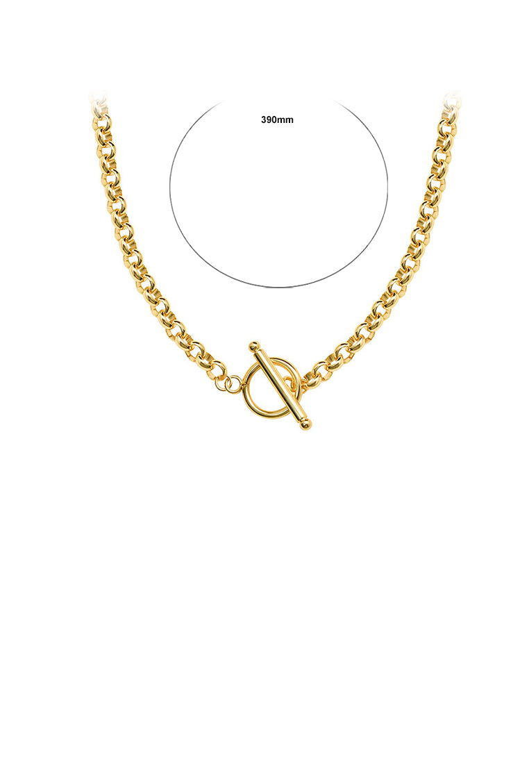 Simple Personality Plated Gold 316L Stainless Steel Circle Geometric Chain Necklace