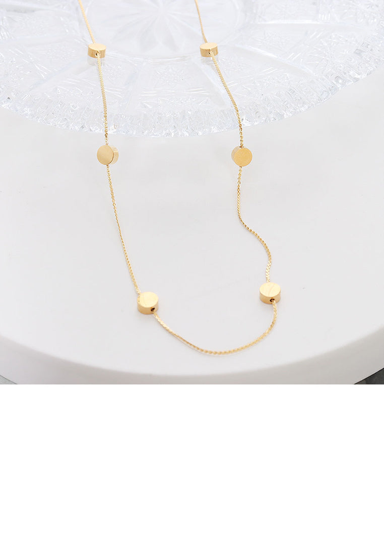 Fashion Simple Plated Gold 316L Stainless Steel Spacer Geometric Round Necklace