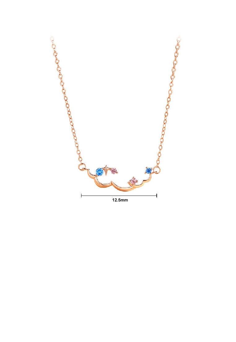 925 Sterling Silver Plated Rose Gold Simple Creative Nebula Pendant with Cubic Zirconia and Necklace - Luxurious Look