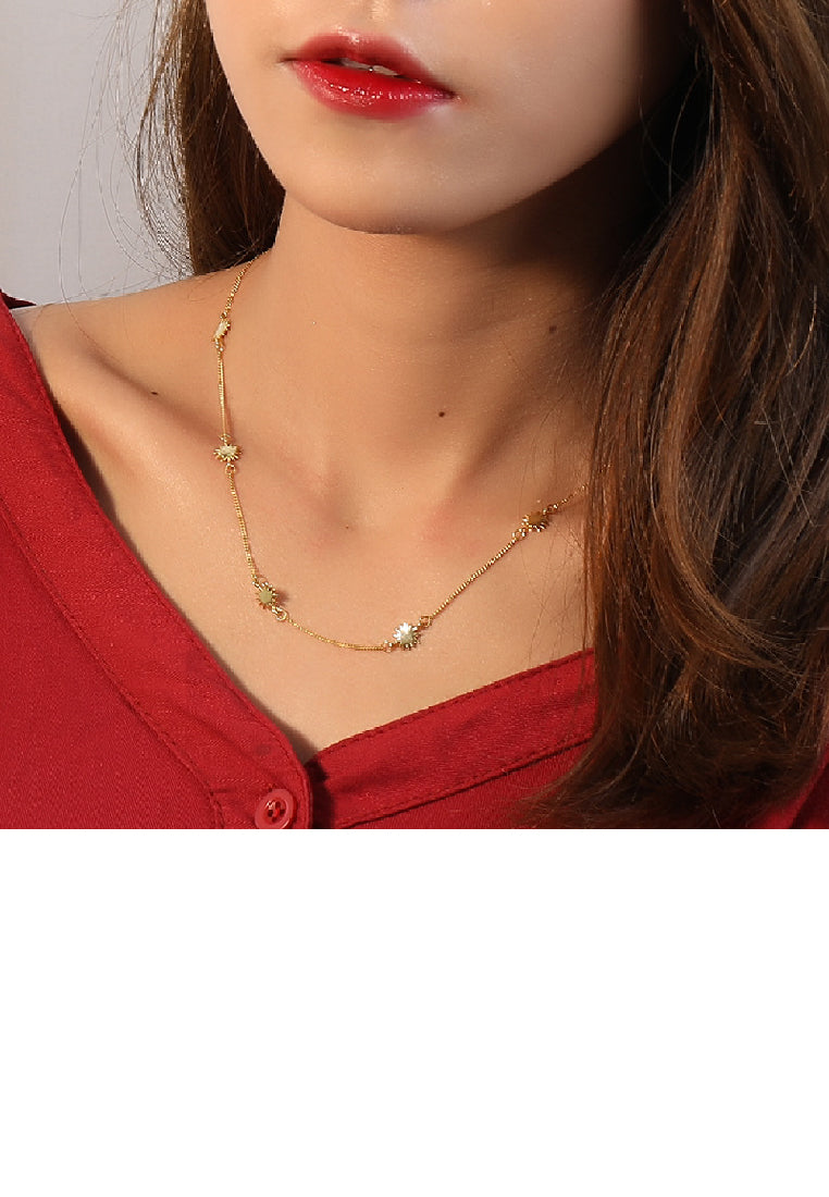 925 Sterling Silver Plated Gold Simple Fashion Star Necklace