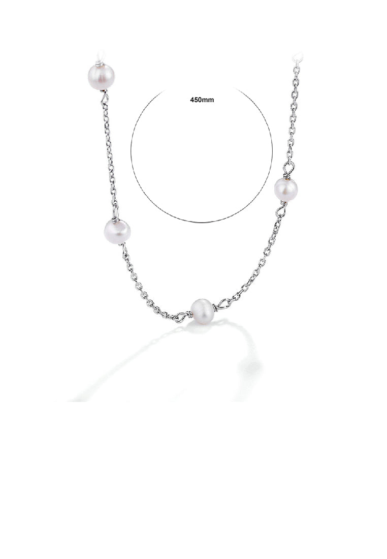 925 Sterling Silver Simple Temperament Geometric Freshwater Pearl Necklace - Luxurious Look