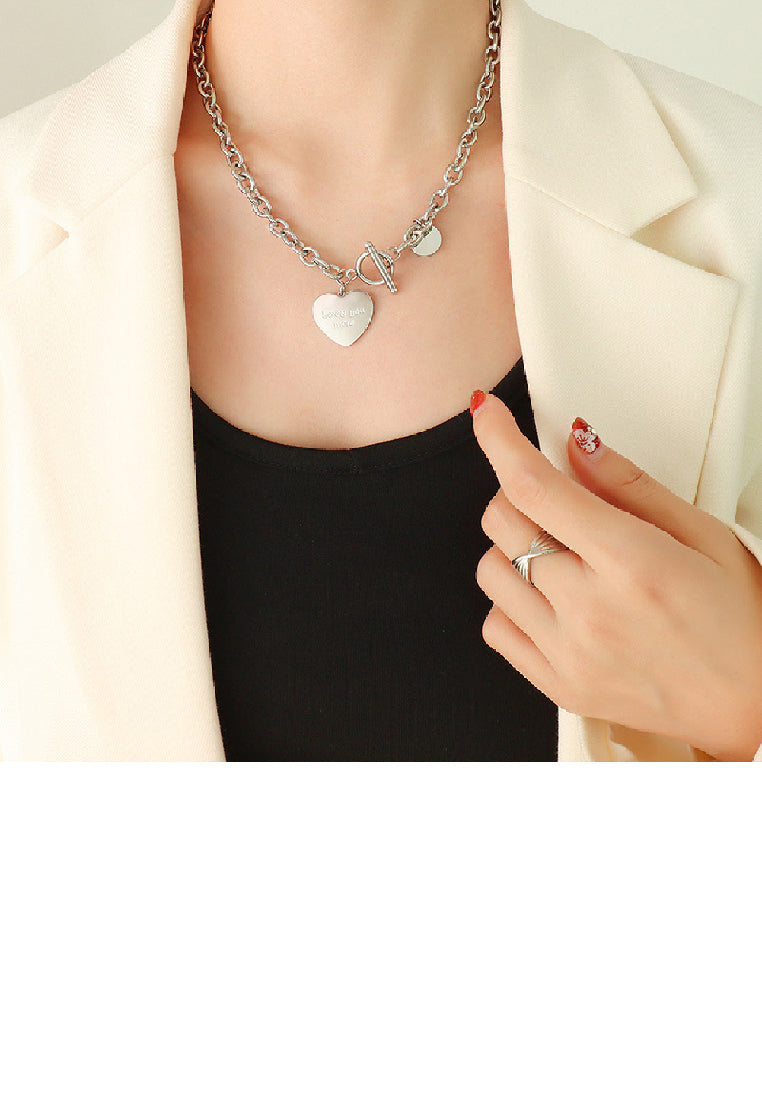 Fashion Simple 316L Stainless Steel Heart Chain Necklace