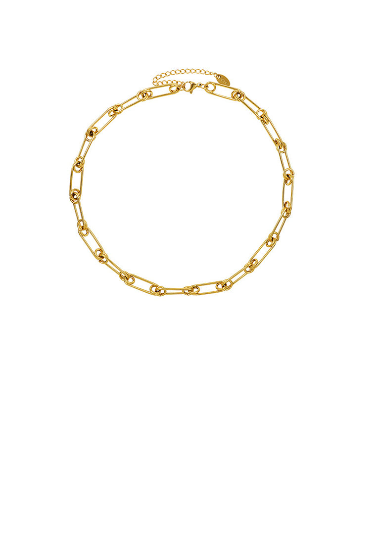 Simple Personality Plated Gold 316L Stainless Steel Paper Clip Shape Necklace