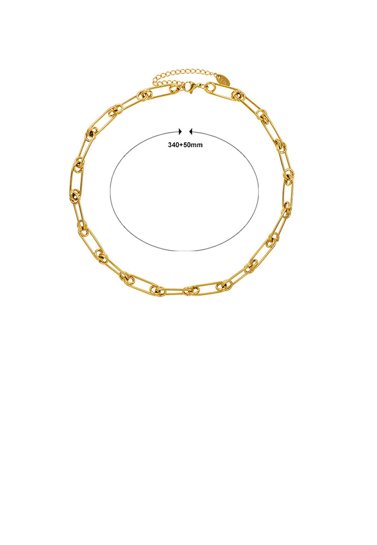 Simple Personality Plated Gold 316L Stainless Steel Paper Clip Shape Necklace