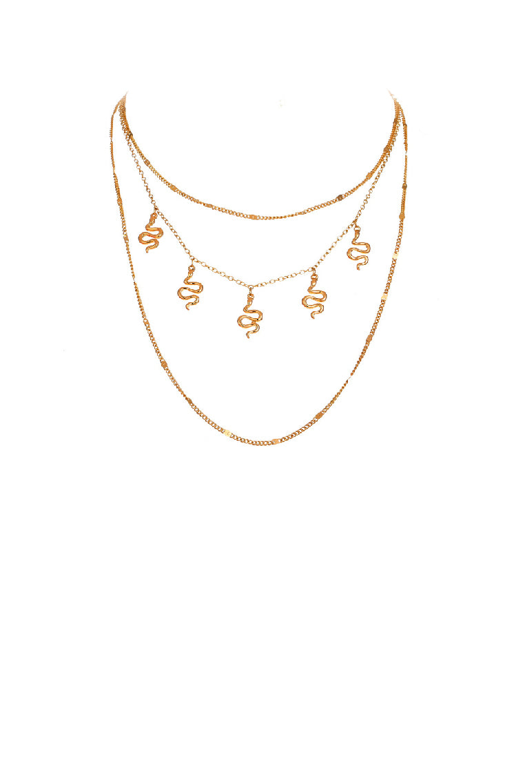 Fashion Personality Plated Gold Snake Multi-layer Necklace