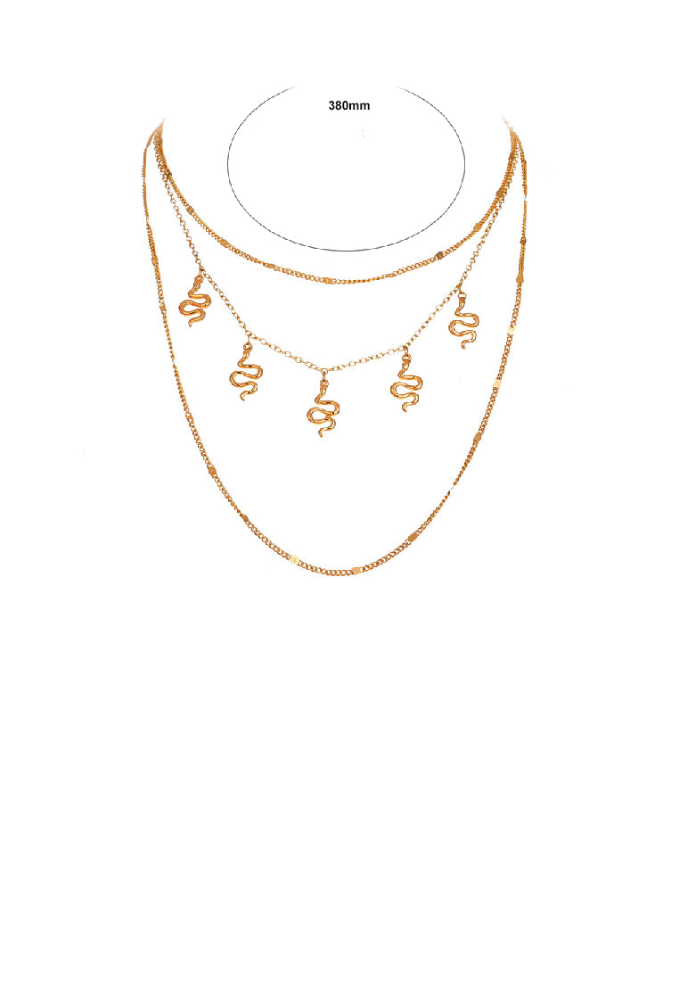 Fashion Personality Plated Gold Snake Multi-layer Necklace