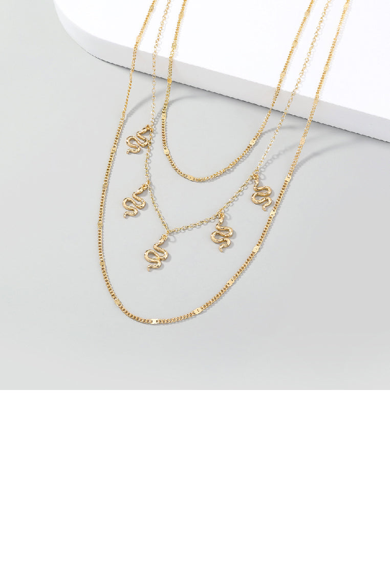 Fashion Personality Plated Gold Snake Multi-layer Necklace