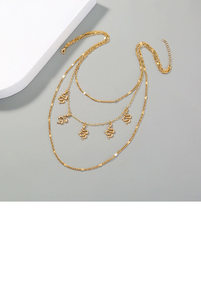 Fashion Personality Plated Gold Snake Multi-layer Necklace