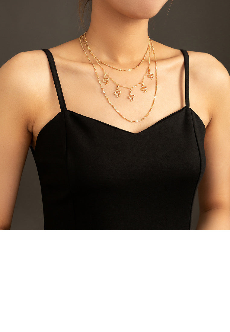 Fashion Personality Plated Gold Snake Multi-layer Necklace