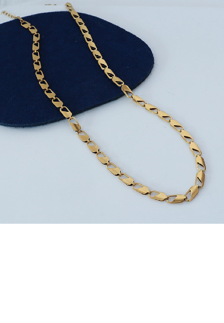 Simple Personality Plated Gold 316L Stainless Steel Hollow Geometric Chain Necklace