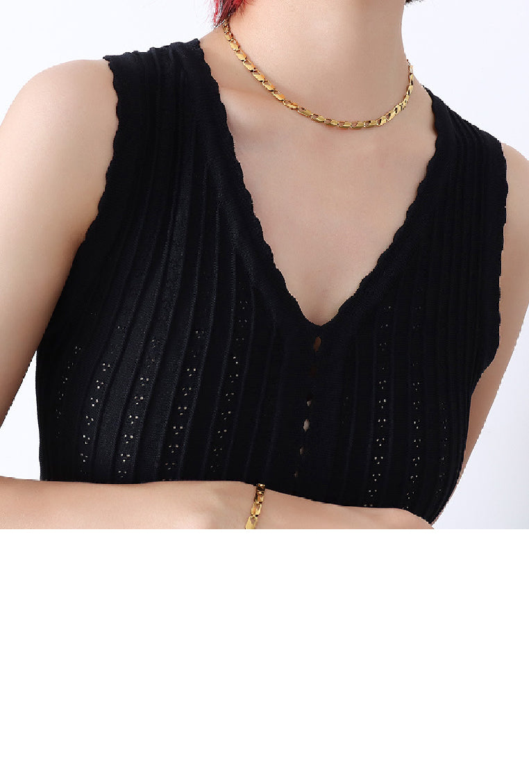 Simple Personality Plated Gold 316L Stainless Steel Hollow Geometric Chain Necklace