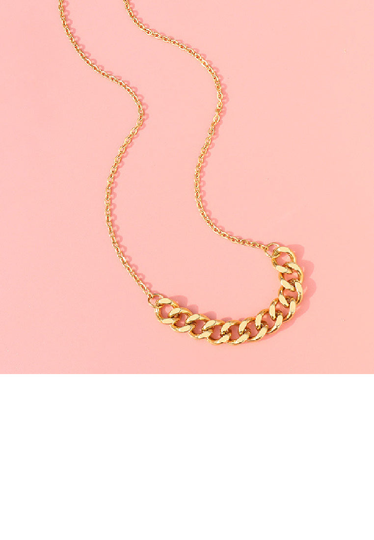Simple Personality Plated Gold 316L Stainless Steel Geometric Chain Stitching Necklace