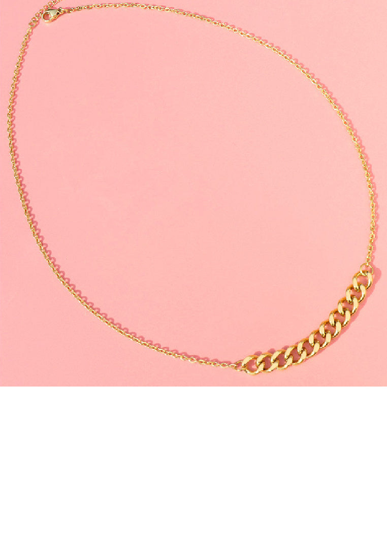 Simple Personality Plated Gold 316L Stainless Steel Geometric Chain Stitching Necklace