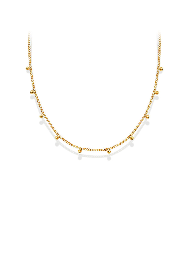 Fashion Simple Plated Gold 316L Stainless Steel Geometric Ball Necklace