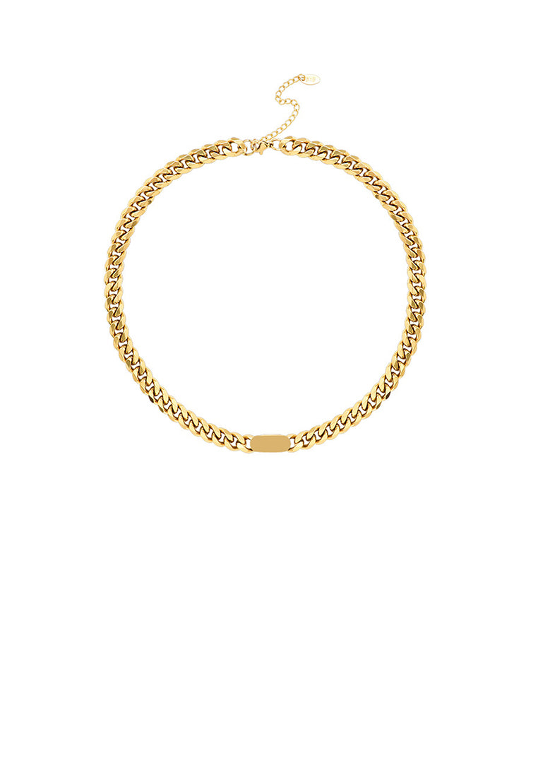 Fashion Personality Plated Gold 316L Stainless Steel Geometric Oval Chain Necklace