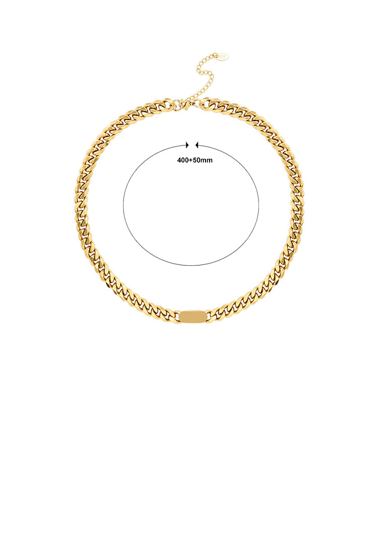 Fashion Personality Plated Gold 316L Stainless Steel Geometric Oval Chain Necklace