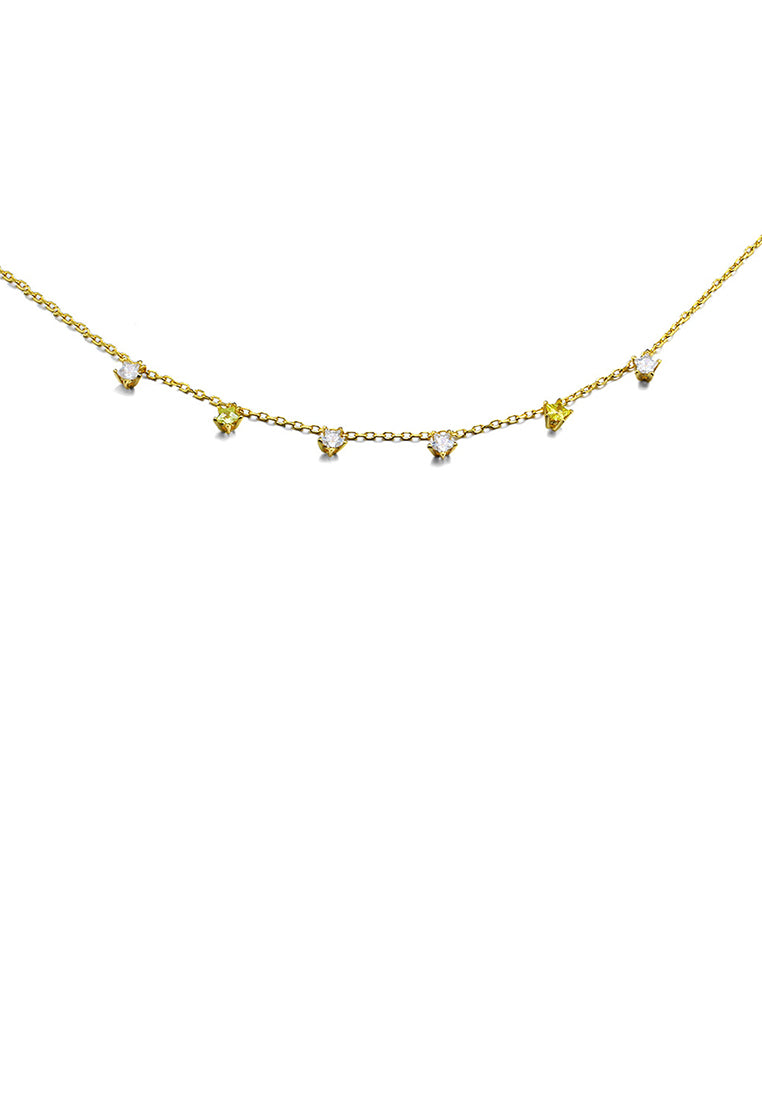 925 Sterling Silver Plated Gold Simple and Delicate Star Necklace with Cubic Zirconia - Luxurious Look