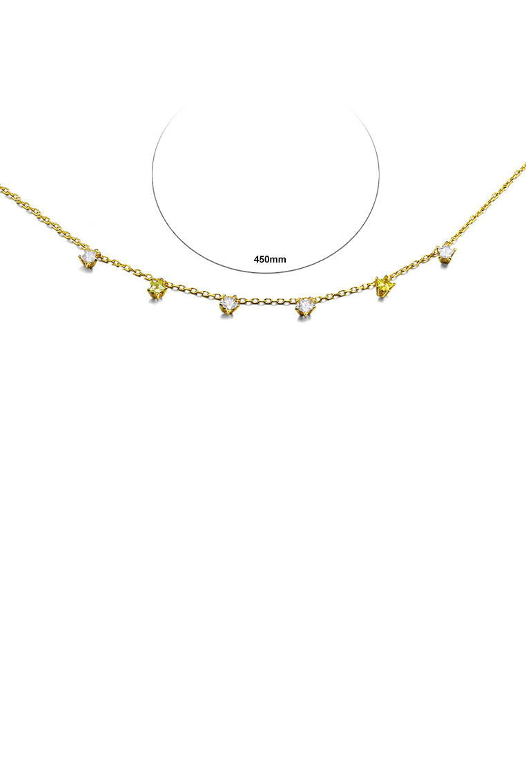 925 Sterling Silver Plated Gold Simple and Delicate Star Necklace with Cubic Zirconia - Luxurious Look
