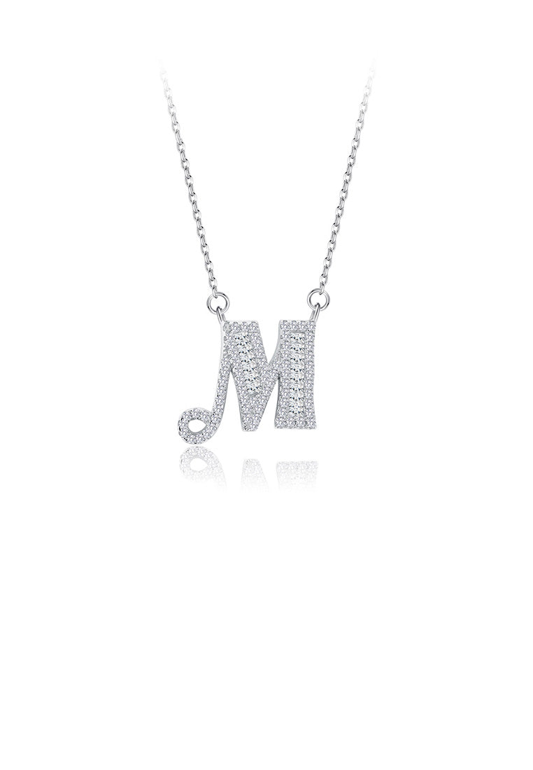 925 Sterling Silver Fashion Personality English Alphabet M Cubic Zircon Necklace