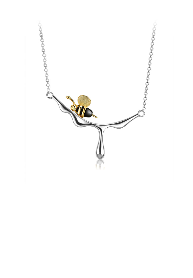 925 Sterling Silver Fashion Cute Bee Water Drop Necklace