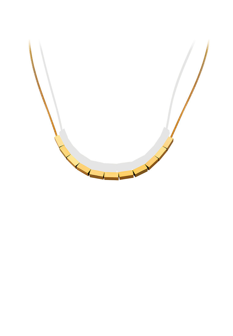 Fashion Simple Plated Gold 316L Stainless Steel Geometric Square Necklace