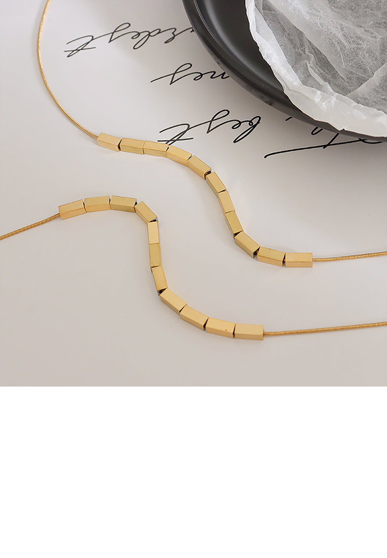 Fashion Simple Plated Gold 316L Stainless Steel Geometric Square Necklace