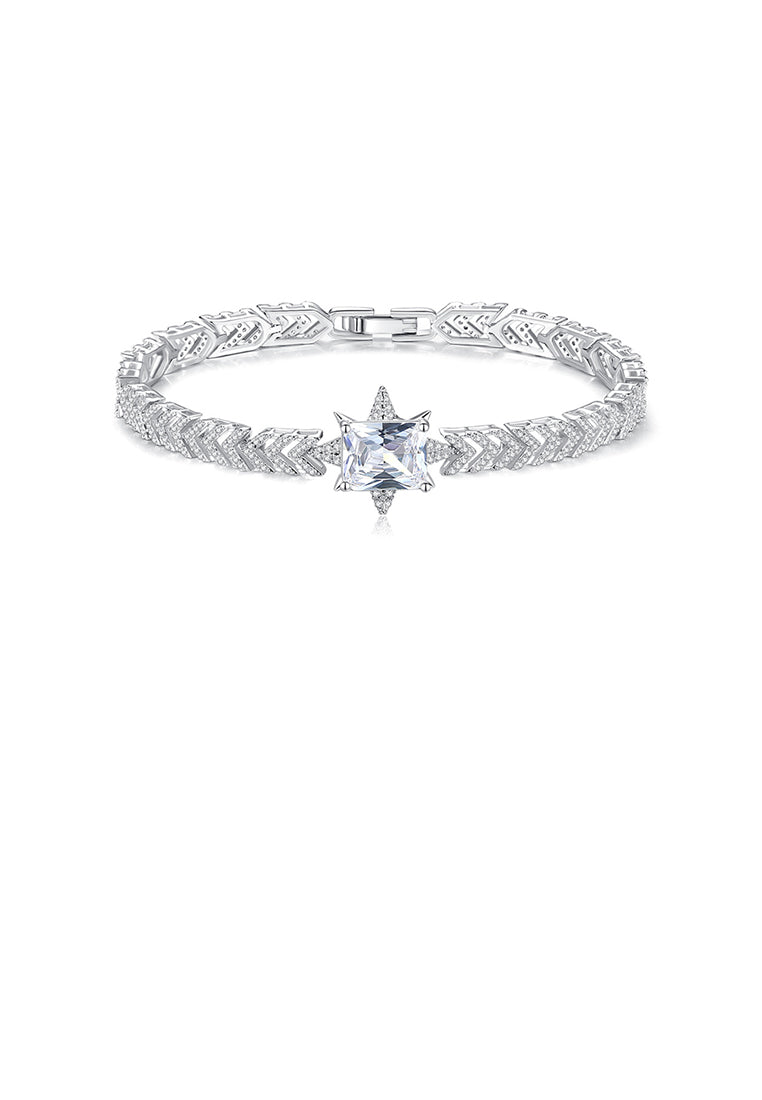 Fashion Bright Snowflake Bracelet with Cubic Zirconia - Luxurious Look