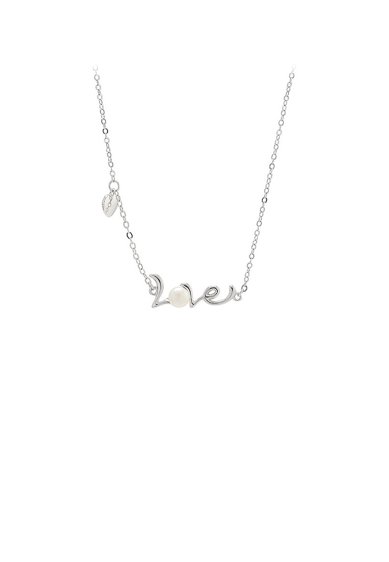 925 Sterling Silver Simple Romantic Love Freshwater Pearl Necklace - Luxurious Look